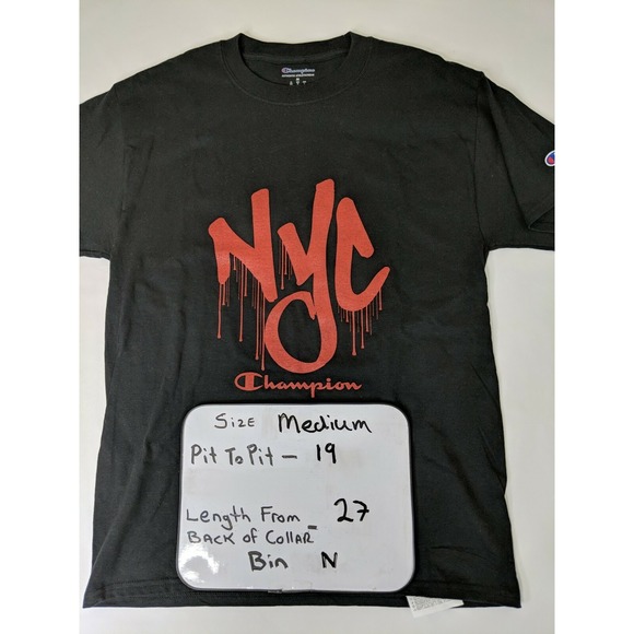 NEW Champion Script Logo NYC New York Hip Hop Graphic Cotton T-Shirt Medium - Picture 5 of 6